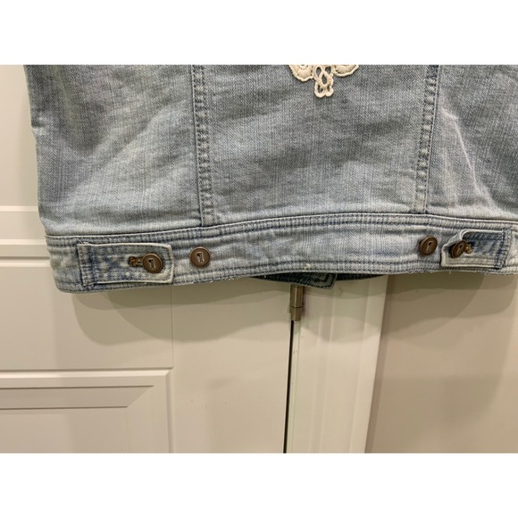 Light Wash Denim vest Button Front Cropped Style Women - Picture 15 of 17